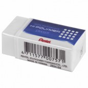 Ластик PENTEL (Япония) "HI-POLYMER ERASER", 35х16х11,5 мм, белый, прямоугольный, картонный держатель, ZEH-03