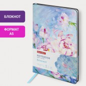 Блокнот А5 (143x210 мм), BRAUBERG VISTA "Pink flowers", под кожу, гибкий, срез фольга, 80 л., 112075