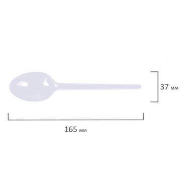 Ложка столовая одноразовая пластиковая 165 мм, белая, КОМПЛЕКТ 100 шт., БЮДЖЕТ, LAIMA, 600947