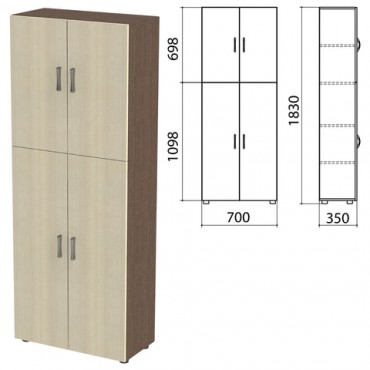 Шкаф закрытый "Канц", 700х350х1830 мм, цвет венге/дуб молочный (КОМПЛЕКТ)