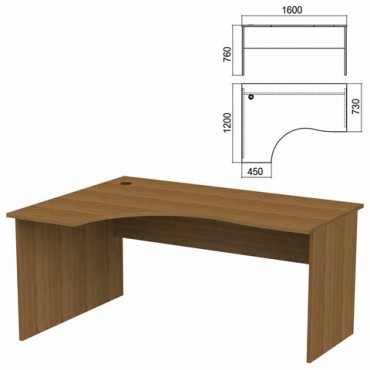 Стол эргономичный "Арго", 1600х1200х760 мм, левый, орех (КОМПЛЕКТ)