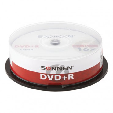 Диски DVD+R SONNEN, 4,7 Gb, 16x, Cake Box (упаковка на шпиле), КОМПЛЕКТ 25 шт., 513532